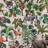 Safari Zoo African Animal Digital Print Fabric Tropical Jungle Palm Flower Leaf Material Linen Look  - 108"/275cm extra wide Canvas - Image 3