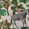 Safari Zoo African Animal Digital Print Fabric Tropical Jungle Palm Flower Leaf Material Linen Look  - 108"/275cm extra wide Canvas - Image 4