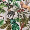 Safari Zoo African Animal Digital Print Fabric Tropical Jungle Palm Flower Leaf Material Linen Look  - 108"/275cm extra wide Canvas - Image 5