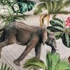 Safari Zoo African Animal Digital Print Fabric Tropical Jungle Palm Flower Leaf Material Linen Look  - 108"/275cm extra wide Canvas - Image 8