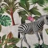 Safari Zoo African Animal Digital Print Fabric Tropical Jungle Palm Flower Leaf Material Linen Look  - 54"/138cm wide Canvas - Image 3