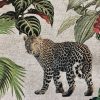 Safari Zoo African Animal Digital Print Fabric Tropical Jungle Palm Flower Leaf Material Linen Look  - 54"/138cm wide Canvas - Image 5