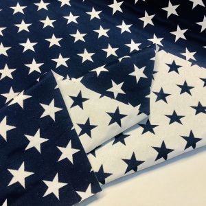 Christmas Stars Jacquard Double Face Gobelin Fabric Material for Curtains Home Decor Upholstery - 55"/140cm Wide - NAVY BLUE & WHITE