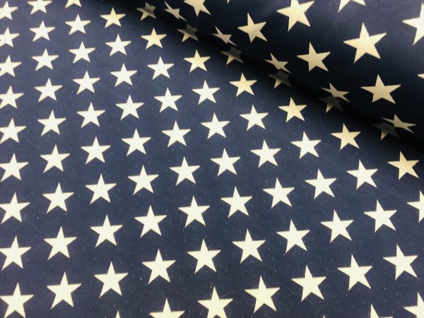 Christmas Stars Jacquard Double Face Gobelin Fabric Material for Curtains Home Decor Upholstery - 55"/140cm Wide - NAVY BLUE & WHITE - Image 2