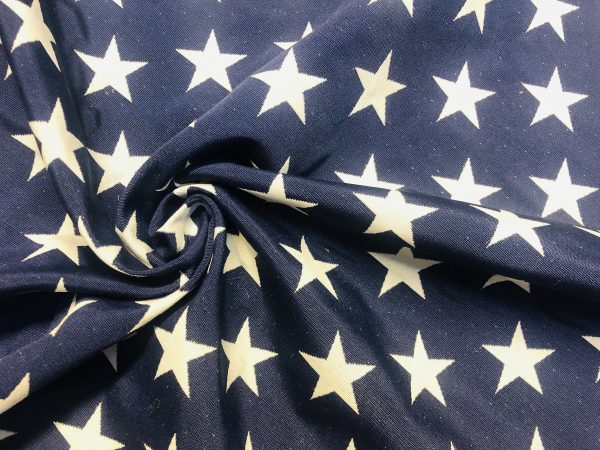 Christmas Stars Jacquard Double Face Gobelin Fabric Material for Curtains Home Decor Upholstery - 55"/140cm Wide - NAVY BLUE & WHITE - Image 3