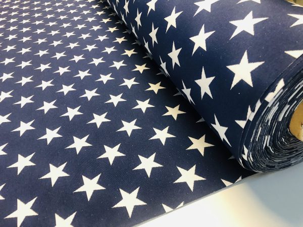 Christmas Stars Jacquard Double Face Gobelin Fabric Material for Curtains Home Decor Upholstery - 55"/140cm Wide - NAVY BLUE & WHITE - Image 5