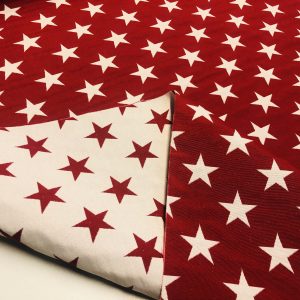 Christmas Stars Jacquard Double Face Gobelin Fabric Material for Curtains Home Decor Upholstery - 55"/140cm Wide - RED & WHITE