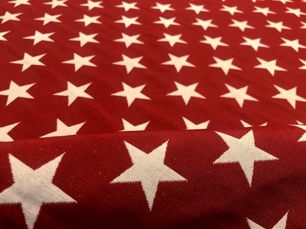 Christmas Stars Jacquard Double Face Gobelin Fabric Material for Curtains Home Decor Upholstery - 55"/140cm Wide - RED & WHITE - Image 5