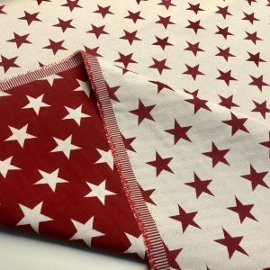 Christmas Stars Jacquard Double Face Gobelin Fabric Material for Curtains Home Decor Upholstery - 55"/140cm Wide - WHITE & RED