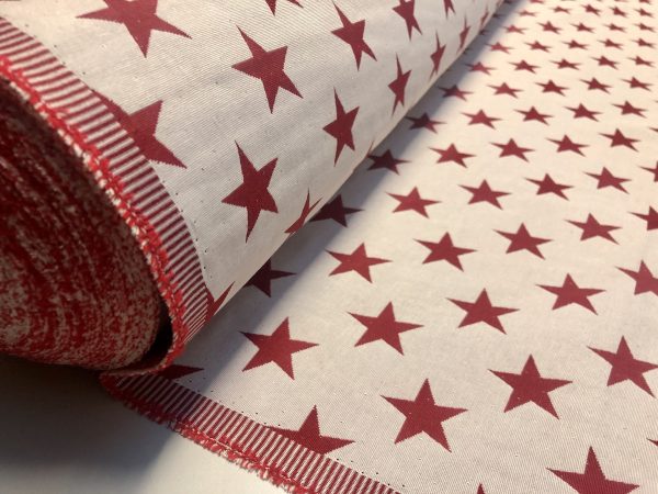Christmas Stars Jacquard Double Face Gobelin Fabric Material for Curtains Home Decor Upholstery - 55"/140cm Wide - WHITE & RED - Image 4