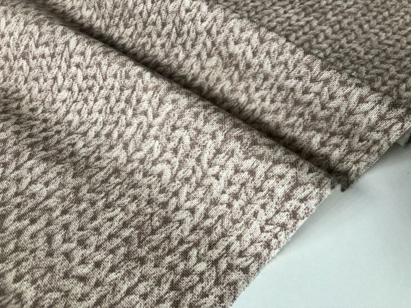Knit Look Texture Effect Digital Print Jersey Yarn Stitch Fabric Material Curtain Light Upholstery - 55"/140cm Wide Beige & Cream