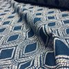 Art Deco Damask Rhombus Diamond Fabric Linen Look Material - Furnishing, Curtains, Upholstery - 280cm Wide - Navy Blue & Cream