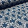 Art Deco Damask Rhombus Diamond Fabric Linen Look Material - Furnishing, Curtains, Upholstery - 280cm Wide - Navy Blue & Cream - Image 3
