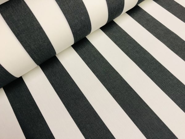 Black & White Striped DRALON Outdoor Fabric Acrylic Waterproof Upholstery Material For Cushion Gazebo Beach - 63"/160cm Wide