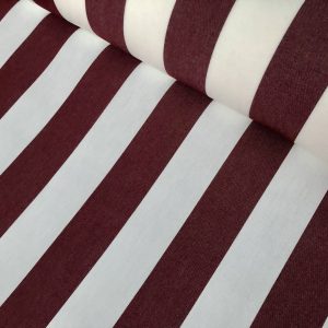Burgundy & White Striped DRALON Outdoor Fabric Acrylic Teflon Waterproof Upholstery Material For Cushion Gazebo Beach - 63"/160cm Wide