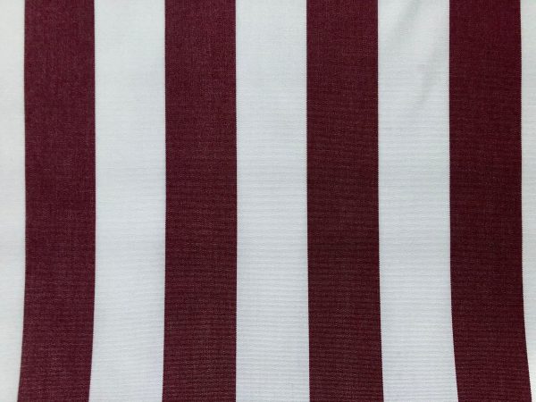 Burgundy & White Striped DRALON Outdoor Fabric Acrylic Teflon Waterproof Upholstery Material For Cushion Gazebo Beach - 125"/320cm Wide