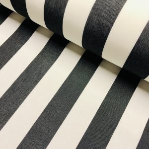 Charcoal Grey & White Striped DRALON Outdoor Fabric Acrylic Teflon Waterproof Upholstery Material For Cushion Gazebo Beach - 63"/160cm Wide
