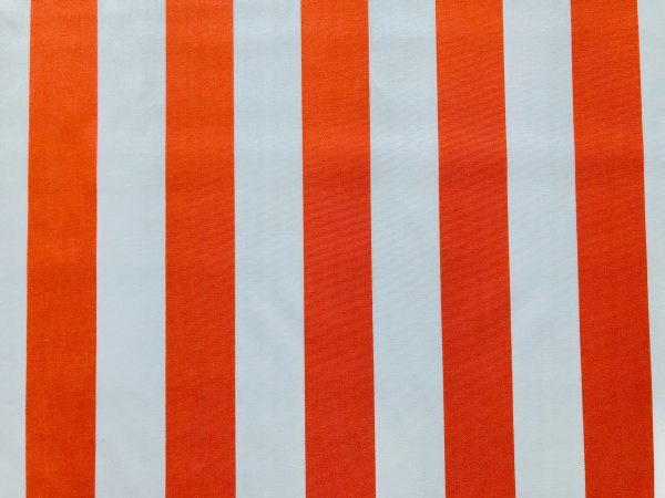Orange & White Striped DRALON Outdoor Fabric Acrylic Teflon Waterproof Upholstery Material For Cushion Gazebo Beach - 125"/320cm Extra Wide