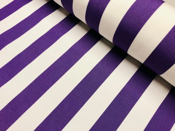 Purple & White Striped DRALON Outdoor Fabric Acrylic Teflon Waterproof Upholstery Material For Cushion Gazebo Beach - 63"/160cm Wide