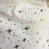 ICE STAR Silk Taffeta fabric nylon material Taffeta Foil Gold Stars - 55"/ 140cm wide - CREAM