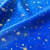 ICE STAR Silk Taffeta fabric nylon material Taffeta Foil Gold Stars - 55"/ 140cm wide - Royal BLUE