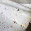 ICE STAR Silk Taffeta fabric nylon material Taffeta Foil Gold Stars - 55"/ 140cm wide - WHITE