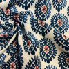 Floral Aztec Spanish Geometric Diamond Flower Tile Fabric Cotton Panama Curtain Upholstery Material - 55"/140cm wide - Blue & Red - Image 6