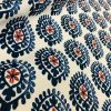 Floral Aztec Spanish Geometric Diamond Flower Tile Fabric Cotton Panama Curtain Upholstery Material - 55"/140cm wide - Blue & Red - Image 2