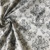 Floral Damask Antique Print Fabric Spanish Tile Baroque Material Vintage Look Upholstery Curtains Dressmaking 55''/140cm wide - Grey & White - Image 2