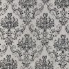 Floral Damask Antique Print Fabric Spanish Tile Baroque Material Vintage Look Upholstery Curtains Dressmaking 55''/140cm wide - Grey & White - Image 6