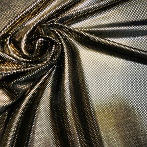 Lame Foil Disco Shiny Glitter Party Lightweight Fabric Sparkling 2 Way Stretch Material - 57"/146cm wide - Gold & Black