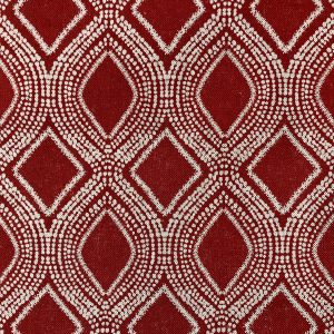 Art Deco Damask Rhombus Diamond Print Fabric Floral Cotton Material for Curtains Upholstery Home Decor 140cm wide RED &  CREAM