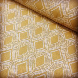 Art Deco Damask Rhombus Diamond Print Fabric Floral Cotton Material for Curtains Upholstery Home Decor 280cm EXTRA wide Ochre Mustard Cream
