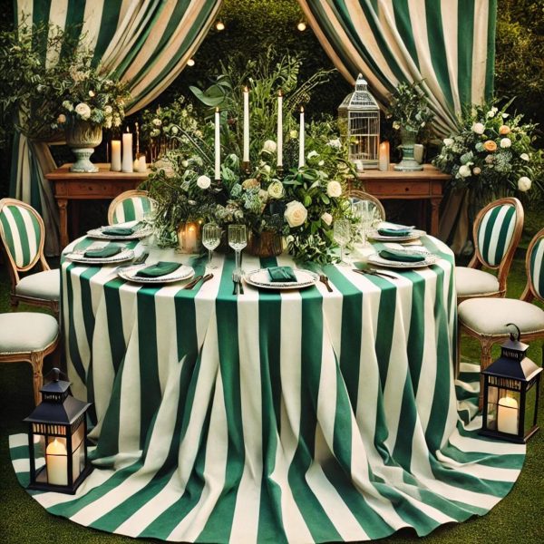 Emerald Green & White Striped DRALON Outdoor Fabric Acrylic Teflon Waterproof Upholstery Material For Cushion Gazebo Beach - 125"/320cm Wide - Image 5