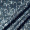 Arches Art Deco Fan Fabric Marble Effect Mermaid Fish Scale - Furnishing, Curtains, Upholstery Material - 110" or 280cm EXTRA Wide - Navy Blue & Gold