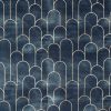 Arches Art Deco Fan Fabric Marble Effect Mermaid Fish Scale - Furnishing, Curtains, Upholstery Material - 110" or 280cm EXTRA Wide - Navy Blue & Gold - Image 4