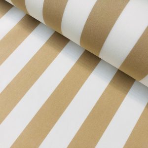 Beige & White Striped DRALON Outdoor Fabric Acrylic Teflon Waterproof Upholstery Material For Cushion Gazebo Beach - 63"/160cm Wide