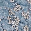 BLUE Japanese Sakura Blossom Cherry Floral Twill Curtain Fabric Oriental Furnishing Material - 55'' wide textile - Image 2