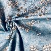BLUE Japanese Sakura Blossom Cherry Floral Twill Curtain Fabric Oriental Furnishing Material - 55'' wide textile - Image 4