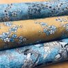 BLUE Japanese Sakura Blossom Cherry Floral Twill Curtain Fabric Oriental Furnishing Material - 55'' wide textile - Image 6