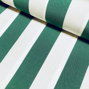 Emerald Green & White Striped DRALON Outdoor Fabric Acrylic Teflon Waterproof Upholstery Material For Cushion Gazebo Beach - 63"/160cm Wide