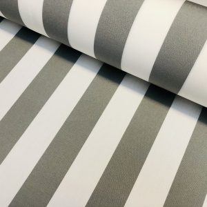 Light Grey & White Striped DRALON Outdoor Fabric Acrylic Teflon Waterproof Upholstery Material For Cushion Gazebo Beach - 63"/160cm Wide