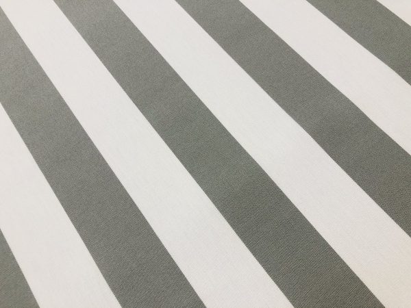 Light Grey & White Striped DRALON Outdoor Fabric Acrylic Teflon Waterproof Upholstery Material For Cushion Gazebo Beach - 125"/320cm Wide - Image 3
