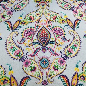 Prussian Paisley Fabric Pastel Floral Easter Material Home Decor Curtain Upholstery 140cm or 55" wide - Multicoloured