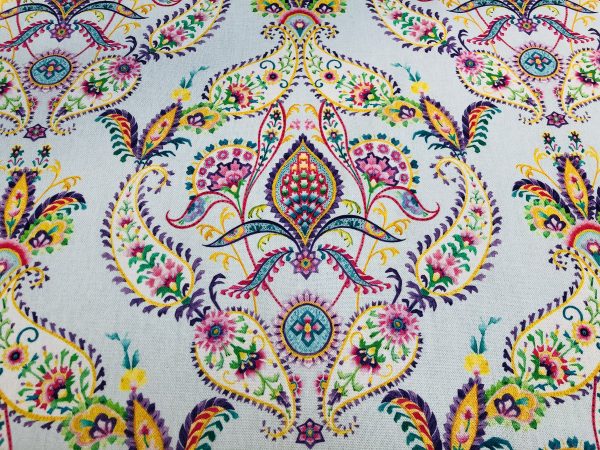 Prussian Paisley Fabric Pastel Floral Easter Material Home Decor Curtain Upholstery 140cm or 55" wide - Multicoloured