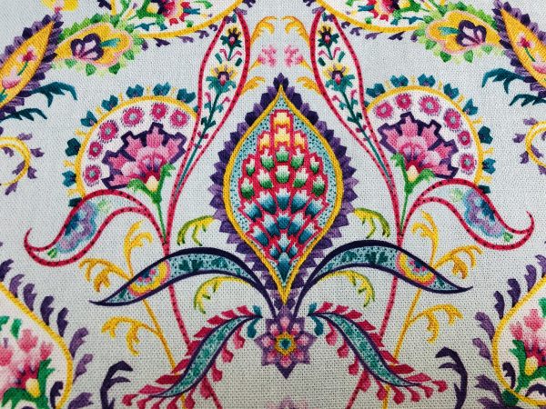 Prussian Paisley Fabric Pastel Floral Easter Material Home Decor Curtain Upholstery 140cm or 55" wide - Multicoloured - Image 2