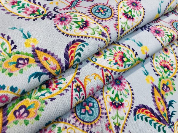 Prussian Paisley Fabric Pastel Floral Easter Material Home Decor Curtain Upholstery 140cm or 55" wide - Multicoloured - Image 5