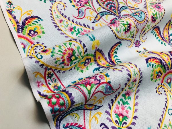 Prussian Paisley Fabric Pastel Floral Easter Material Home Decor Curtain Upholstery 140cm or 55" wide - Multicoloured - Image 6