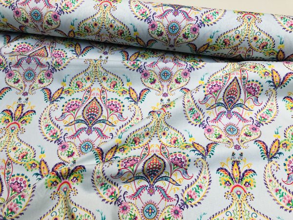 Prussian Paisley Fabric Pastel Floral Easter Material Home Decor Curtain Upholstery 140cm or 55" wide - Multicoloured - Image 7