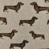 SAUSAGE DOG Animal Upholstery Curtain Cotton Fabric Material 55"/140cm wide canvas - Brown Cream - Image 2